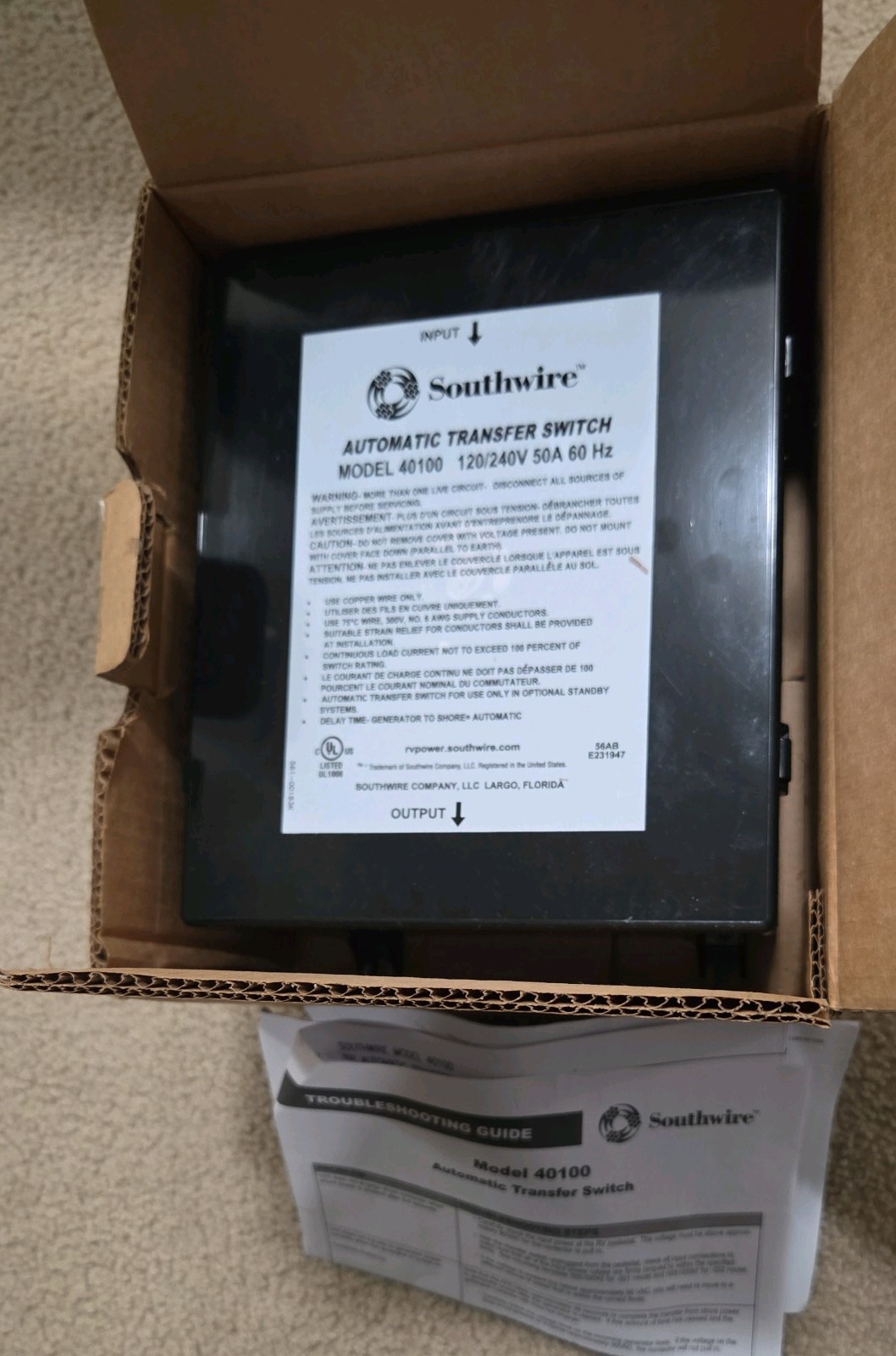 Southwire 40100-001 Automatic Transfer Switch