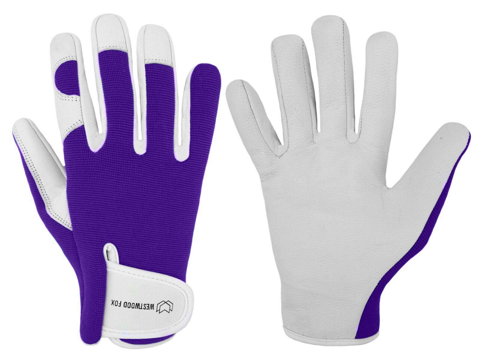 WESTWOOD FOX Ladies/Mens Leather Gardening Gloves Thorn Proof S, Purple