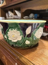 The Haldon Group 1985 Majolica Style Lotus Pottery Bowl