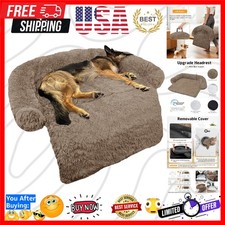 Calming Dog Bed Fluffy Plush Dog Mat for Furniture Protector with Removable W...