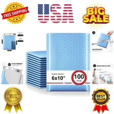 100Pcs Bubble Mailers 6x10" Light Blue Bubble Mailer Thick Shipping Padded En...