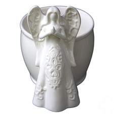 White Ceramic Angel Planter | Memorial Garden Decor | Handcrafted Spiritual Home