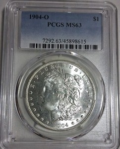 1904-O Morgan Silver Dollar PCGS MS 63, Blast White