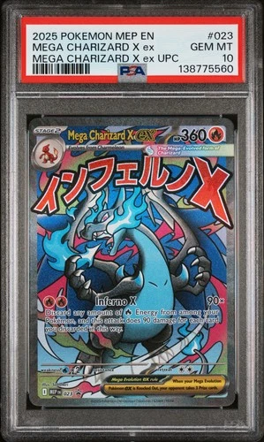 2025 POKEMON MEP EN-ME BLACK STAR PROMO #023 MEGA CHARIZARD X EX PSA 10