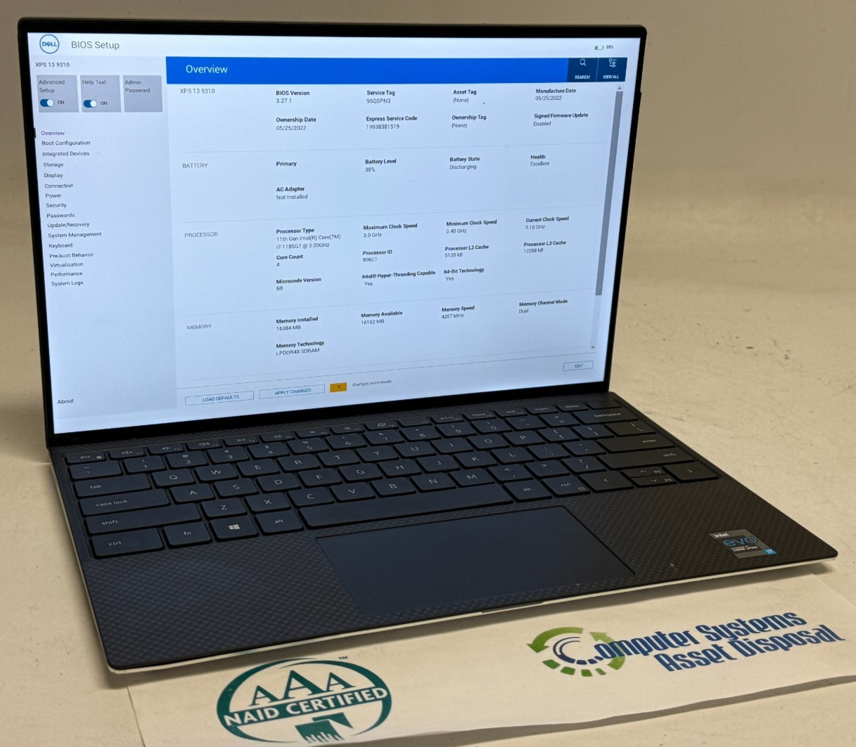 Dell XPS 13 9310 Touch 13.4" (i7-1185G7 - 16GB RAM - 256GB S