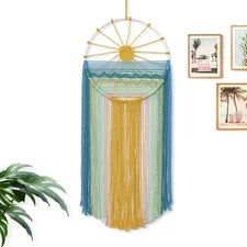 Best MEIVINES Macrame Wall Hanging 11.8x27.6 Inches Boho Sun Art Decor, Woven