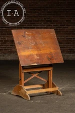 Small Antique Adjustable Wooden Drafting Table