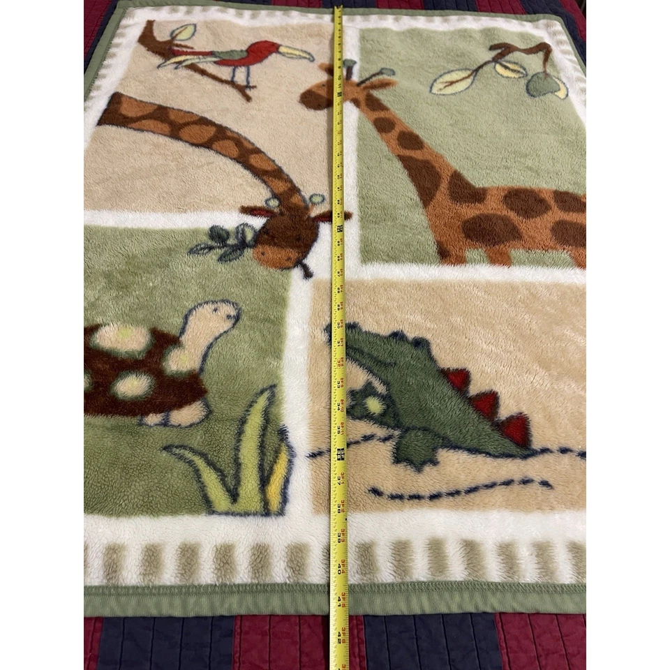 Детское одеяло Kidsline плюшевое занзибар аллигатор жираф черепаха зеленое коричневое сафари - Изображение 3 из 4