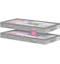2-Pack Foldable Under Bed Storage Bins with Lid & Zipper - Low Profile O...