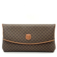 CELINE Macadam Clutch bag Brown PVC Leather A...