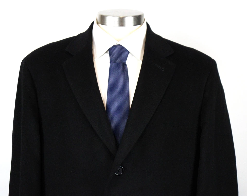 $1198 Para Hombres Tienda Bloomingdales Top Abrigo 46 R Cachemira Pura Negro Calce Regular Nuevo Foto 3 de 4