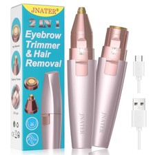 Eyebrow Facial Hair Remover - 2 in 1 Rechargeable Eyebrow Trimmer and Facial ...