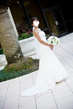 Stunning David  s Bridal Strapless Wedding Dress  Veil   ALine   Ivory   Size 4