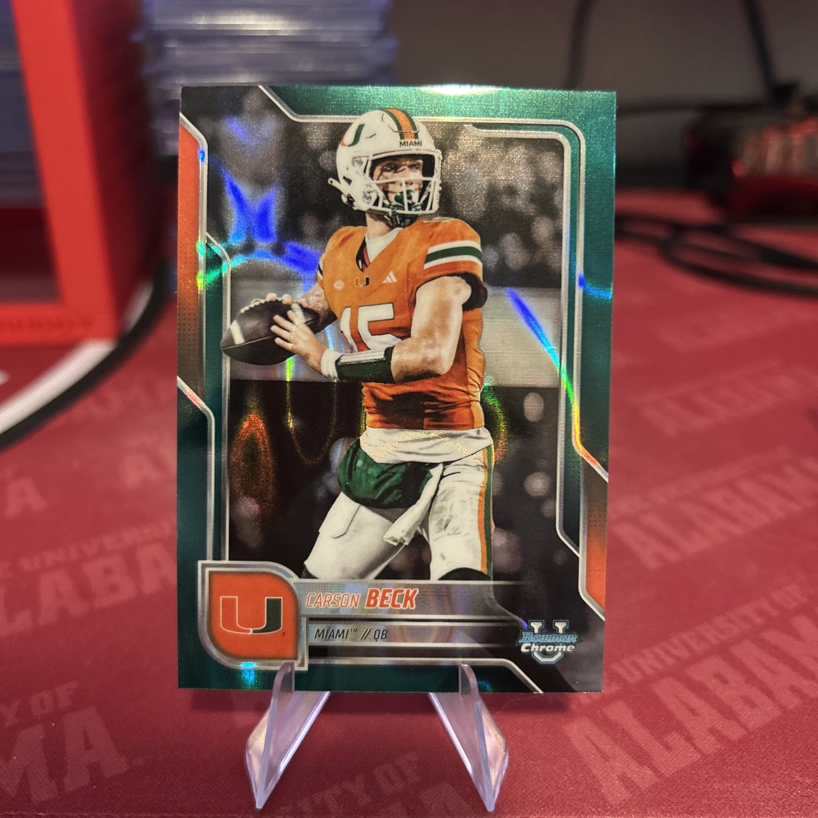 Topps 2025 Bowman University Chrome Carson Beck Miami Teal Lava RC #138
