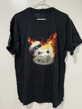 Black Ghostbusters Flaming Stay Puft Marshmallow Man On Fire Shirt Large L