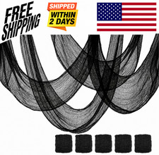 5PCS Halloween Creepy Cloth 30x72in Black Haunted House Party Decorations