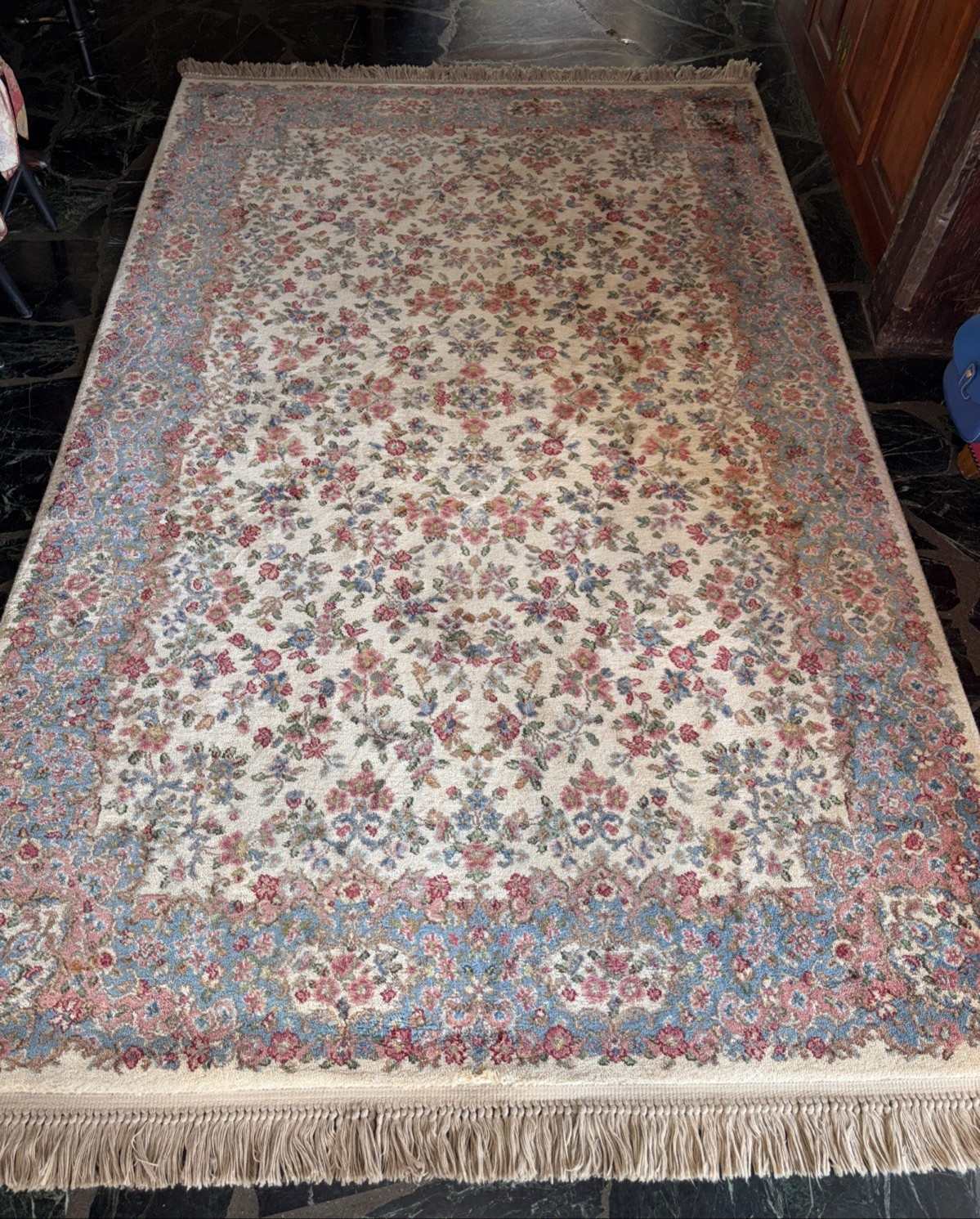 Karastan~5'9" x 9'   "IVORY KIRMAN" #788 BEAUTIFUL FLORAL RUG/CARPET ~Exc.