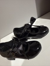 Girls Tap Dance Shoes Black Patent Leather Size 6