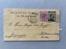 Q) Intero postale biglietto Roma 21.3.1914 per la Germania piega lato 