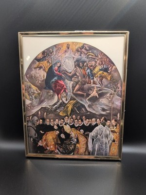  Vintage Burial of Count Orgaz by El Greco Print Framed 8x10 Beautiful Coloring 