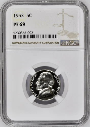 1952 PROOF JEFFERSON NICKEL NGC PF69