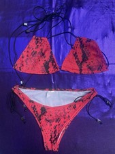 Red Snakeskin Bikini Dancer Outfit Stripper Festival S/M Read Description