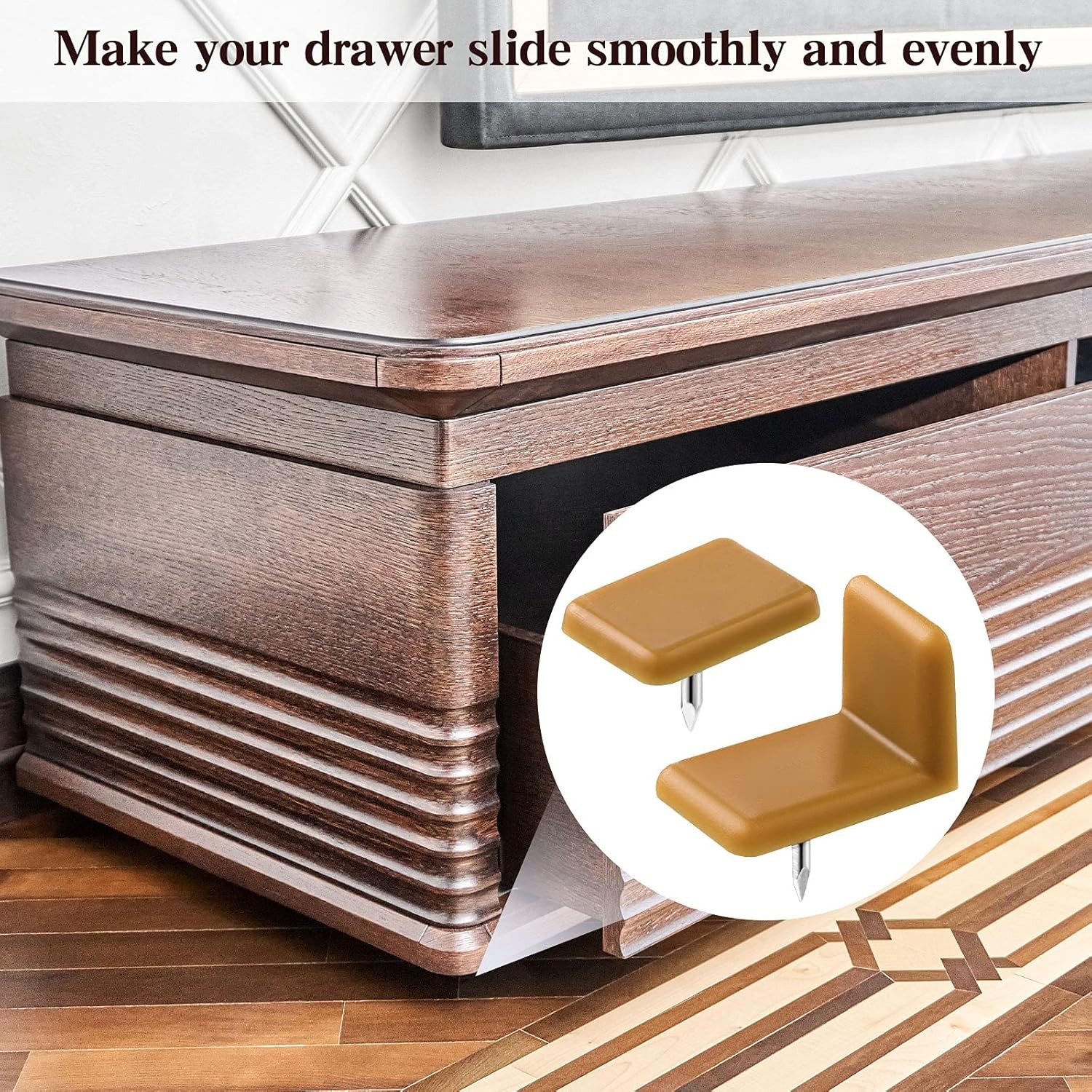 Maitys Plastic Drawer Glides and Slides Stoppers for Dresser Brown 