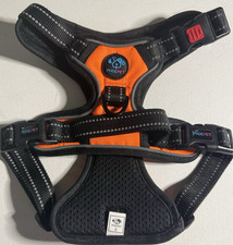 PHOEPET No Pull Dog Harnesses Reflective Adjustable-Orange/Black-Small