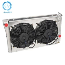 3 Row Core Racing Radiator+Pull Fan Shroud 1982-1902 For Chevy S10/S-10 Blazer