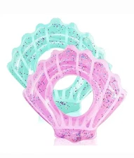 2 Pack Shell Swim Rings Inflatable Seashell Pool Float With Glitter Confetti