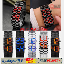 Fashion Mens Digital Lava Wrist Watch Men Black Full Metal Red Blue LED Display