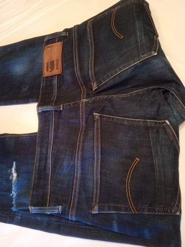G Star Raw Jeans Mens 34x32 Blue 3301 Tapered Dark Wash Button - Picture 7 of 9