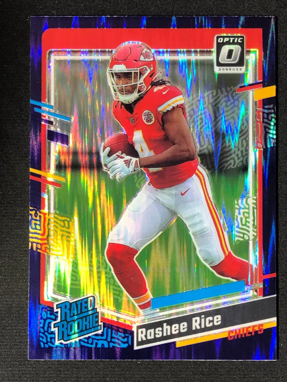 2023 Panini Optic Rated Rookie Purple Shock #257 Rashee Rice RC YT92