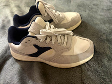 White Gray Navy Men's Low Top Lace Up Athletic Sneakers Leather Rubber Sole