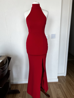 Misguided Red Dress Size 8 S Body con Long Cocktail Party | eBay UK