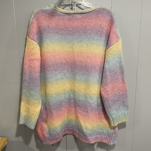 Cárdigan Suéter Ecowish Mujer Pastel Arco Iris Gran Tamaño Tejido Talla Mediana Bolsillos - Imagen 3 de 4