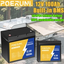 12V 100Ah LiFePO4 Lithium Battery Built-in BMS Deep Cycle 100Ah For RV Off-grid