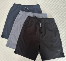 3 Pairs Boys New Balance Shorts Black Blue Grey Gray Drawstring Size L 14/16
