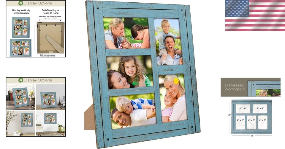 Rustic Wood Collage Picture Frame - Holds 5 Photos - Image 2 of 4