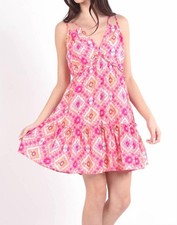 Very J Such A Flirt Midi Printed Dress Pink Multi