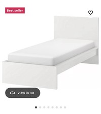 Very Good Condition White Ikea MALM Single Bed With VESTERÖY Mattress