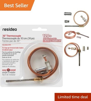 36-Inch Replacement Thermocouple for Gas Furnaces, Boilers & Water Heaters