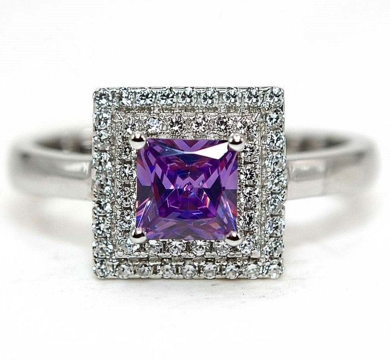 1CT  Amethyst 925 Genuine Sterling Silver Ring Jewelry Sz 8 MM6-4