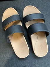 Reef Platform Two Strap Black Tan Sandals Size 8 Women's Comfort Shoes