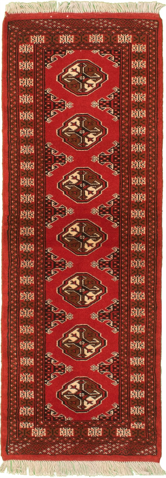 Vintage Dark Copper Traditional 2'0" x 6'2" Hand-Knotted Oriental Wool Area Rug