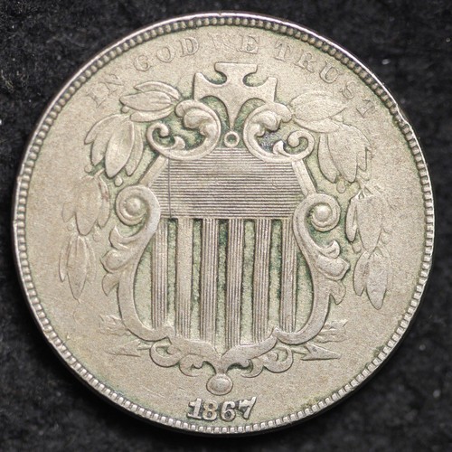 1867 Shield Nickel CHOICE AU+/UNC FREE SHIPPING E197 GHF