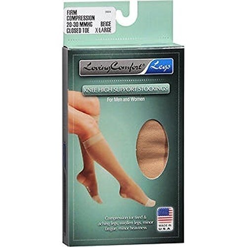 Loving Comfort Fashion Knee High Stockings Sheer Moderate X Large Beige 1 Pair - Picture 1 of 1