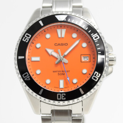 CASIO MDV-10D-4A1 MDV-10 MDV-10D-4A1V Quartz Analog Orange