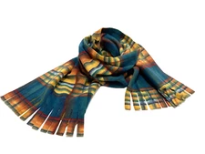 Handmade Warm Tones Plaid Fleece Winter Toboggan Scarf super soft NEW.