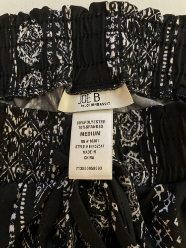 JOE B by JOE BENBASSET Womens Black & White Elastic Waist Bohemian Print Pants S - Picture 7 of 8